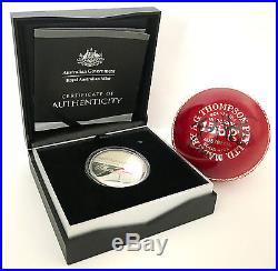 2015 ICC Cricket World Cup $5 Silver Proof Domed Coin + Free Signed Cricket Ball