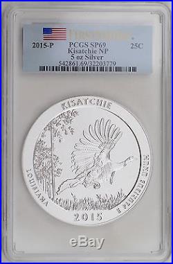 2015-P 25C Kisatchie NP 5 oz Silver First Strike PCGS SP69 World Money Fair COTY