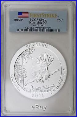 2015-P 25C Kisatchie NP 5 oz Silver First Strike PCGS SP69 World Money Fair COTY