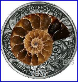 2016 1 Oz Silver AMMONITE World of Evolution Coin 1000 Francs Burkina Faso