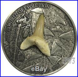 2016 1 Oz Silver SELACHII World of Evolution Coin 1000 Francs Burkina Faso