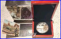 2016 $10 Centenary First World War 5oz Pure Silver Proof Colour Coin C. O. A 500