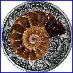 2016 1000 Francs Burkina Faso World of Evolution AMMONITE 1 Oz Silver Coin