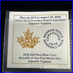 2016 $20 Fine Silver 1oz Canada Aircraft Of The First World War 3 Coin Set WithCas