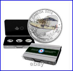 2016 Canada aircraft First World War WW1 3 coinfine silver. 999 with metal case
