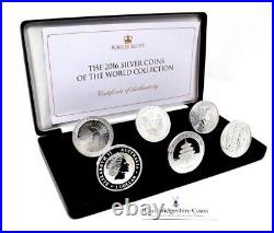 2016 Fine Silver proof World 6 Coins Kookaburra Maple Britannia Box COA Bullion