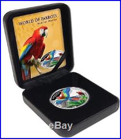 2016 WORLD OF PARROTS SCARLET MACAW 3D WINGS Silver Proof Coin