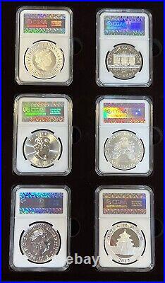 2017 Silver 6 Coin Set from Around the World MS69 Graded 1 oz each