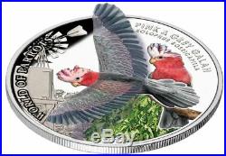 2017 WORLD OF PARROTS PINK & GREY GALLAH Silver Proof Coin with 3D Minting