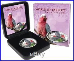 2017 WORLD OF PARROTS PINK & GREY GALLAH Silver Proof Coin with 3D Minting