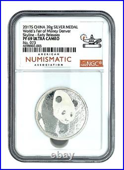 2017S China 39g Silver Medal World's Fair of Money Denver -Skyline-ER NGC PF69UC