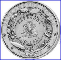 2018 3 Oz Silver GREAT WHITE SHARK UNDERWATER WORLD Coin $5 Barbados