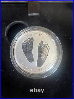 2018 Baby Gift Welcome to the World Pure Silver $10 1/2OZ Coin Canada Baby Feet