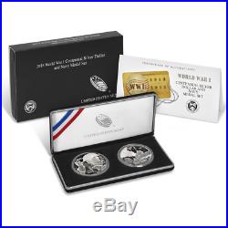 2018 Proof World War I Silver Dollar Navy Medal 2pc Set Box OGP & COA