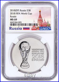 2018 Russia FIFA World Cup Soccer 1 oz Silver 3 Ruble Coin NGC MS69 SKU51720