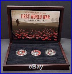 2018 Sterling Silver Proof First World War Five Pound Three Coin Set