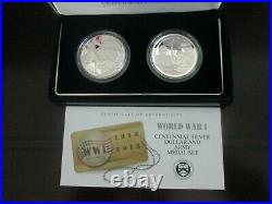 2018 World War I Centennial 5 US Services Silver Dollar and Medal Sets -10 Coins