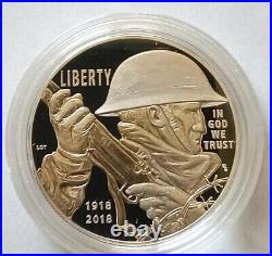 2018 World War I Centennial Silver Dollar Navy Medal Set OGP