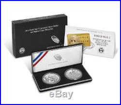 2018 World War I Centennial Silver Dollar and Marine Corps Medal Set