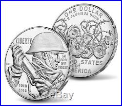 2018 World War I Centennial Silver Dollar and Navy Medal Set
