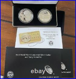 2018 World War I Centennial Silver Dollar and Navy Medal Set Beautiful Coins