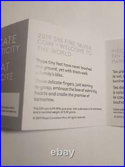 2019 1/2 Oz Fine Silver. 999 Welcome To The World Canada Tiny Feet's With Coa