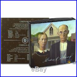 2019 1oz American Gothic Grant Wood Treasures of World Painting Proof Coin