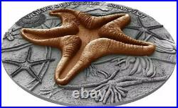 2019 $2 Niue World Of Fossil STARFISH Antique Finish 2 Oz Silver Coin