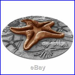 2019 2 Oz Silver Niue $2 STARFISH World Of Fossil Antique Finish Coin