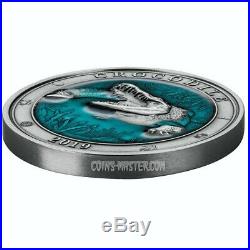 2019 3 Oz Silver CROCODILE UNDERWATER WORLD Coin $5 Barbados