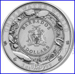 2019 3 Oz Silver DOLPHIN UNDERWATER WORLD Coin $5 Barbados
