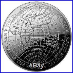 2019 $5 Cook's Tracks 1812 A New Map Of The World 1oz Silver Proof Domed Coin