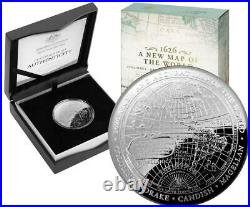2019 $5 Silver Proof Domed Coin 1626 A New Map of the World Columbus, Dra