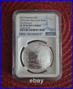 2019 Australia NGC PR70 1 oz 1626 A Certified Silver Coin NEW MAP OF THE WORLD