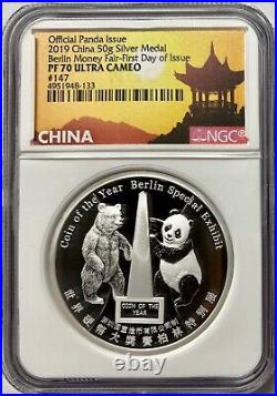 2019 China Silver 50g Berlin World's Money Fair Panda NGC PF-70 UCAM FDI