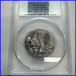 2019 Cook Islands PCGS MS70 3 oz Silver Poseidon Gods Of The World Coin