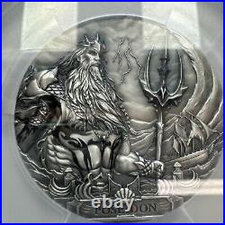 2019 Cook Islands PCGS MS70 3 oz Silver Poseidon Gods Of The World Coin