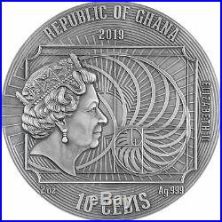 2019 Ghana 2 oz Leonardo da Vinci World's Greatest Artists. 999 Silver Coin