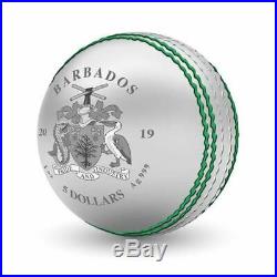 2019 ICC Cricket World Cup $5 Cricket Ball-Shaped Silver Prooflike Coin