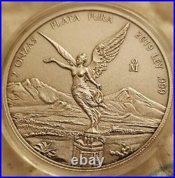 2019 Mexico Libertad 2oz Silver Antique Finish Low Mintage of 1000 Worldwide