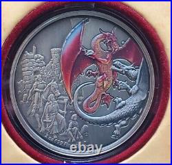 2019 Niue 2oz Silver Mythical Dragons Of The World-Red Dragon- Limited to 2000
