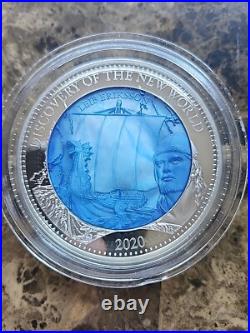 2020 $25.9999 Silver Coin Discovery of New World Leif Erikson 5 Oz MOP Inlay 2020 $25.9999 Silver Coin Discovery of New World Leif Erikson 5 Oz MOP Inlay