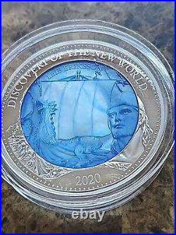 2020 $25.9999 Silver Coin Discovery of New World Leif Erikson 5 Oz MOP Inlay