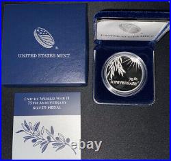 2020 End of World War II 75th Anniversary 1oz Silver Medal Proofs, (Sealed Box)