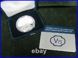 2020 End of World War II 75th Anniversary Proof Silver Eagle with Box and COA