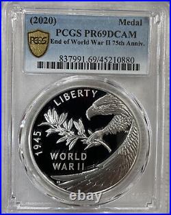 (2020) End of World War II 75th Anniversary Silver Medal PCGS PR69DCAM Proof