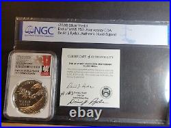 2020 End of World War II 75th Anniversary Silver Medal Signed COA #183 NGC PF70