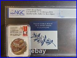 2020 End of World War II 75th Anniversary Silver Medal Signed COA #222 NGC PF70