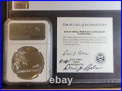 2020 End of World War II 75th Anniversary Silver Medal Signed COA #281 NGC PF70