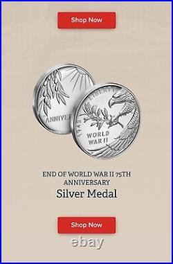 2020 End of World War II 75th Anniversary Silver Medal WW2 IN HAND SEALED
